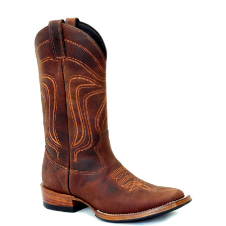 Bota Texana Bico Quadrado 3 Crazy Horse Sela Ponteado TBL 2189